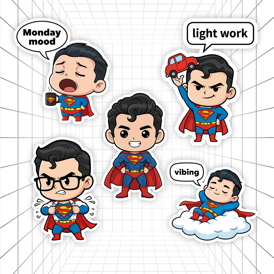 Chibi Superman Stickers #01 | Stickerized | 5 Stickers - Image 2