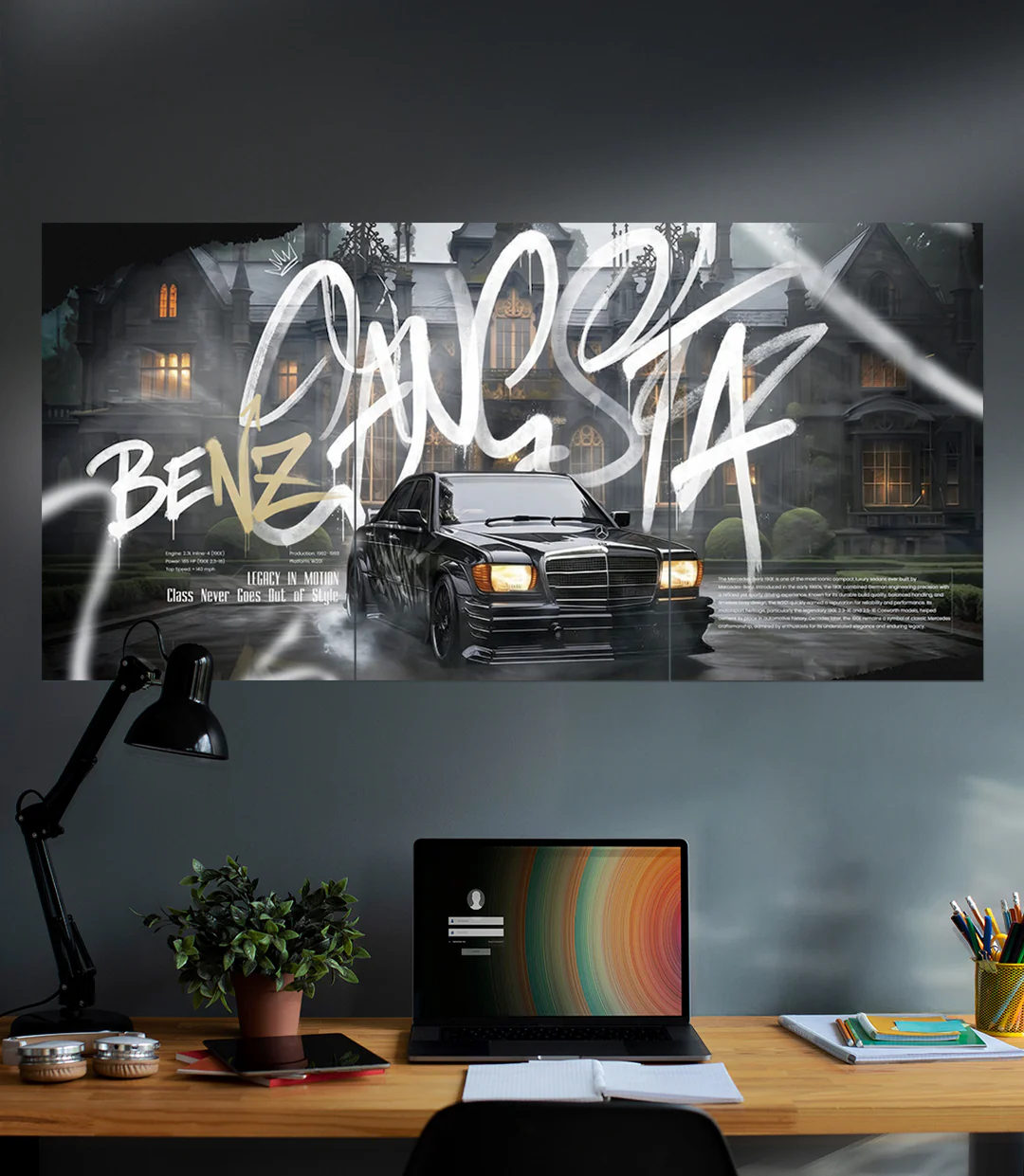 Mercedes Benz 190E W201 | Classic Benz Street Art Set | 3 Piece Set - Image 2